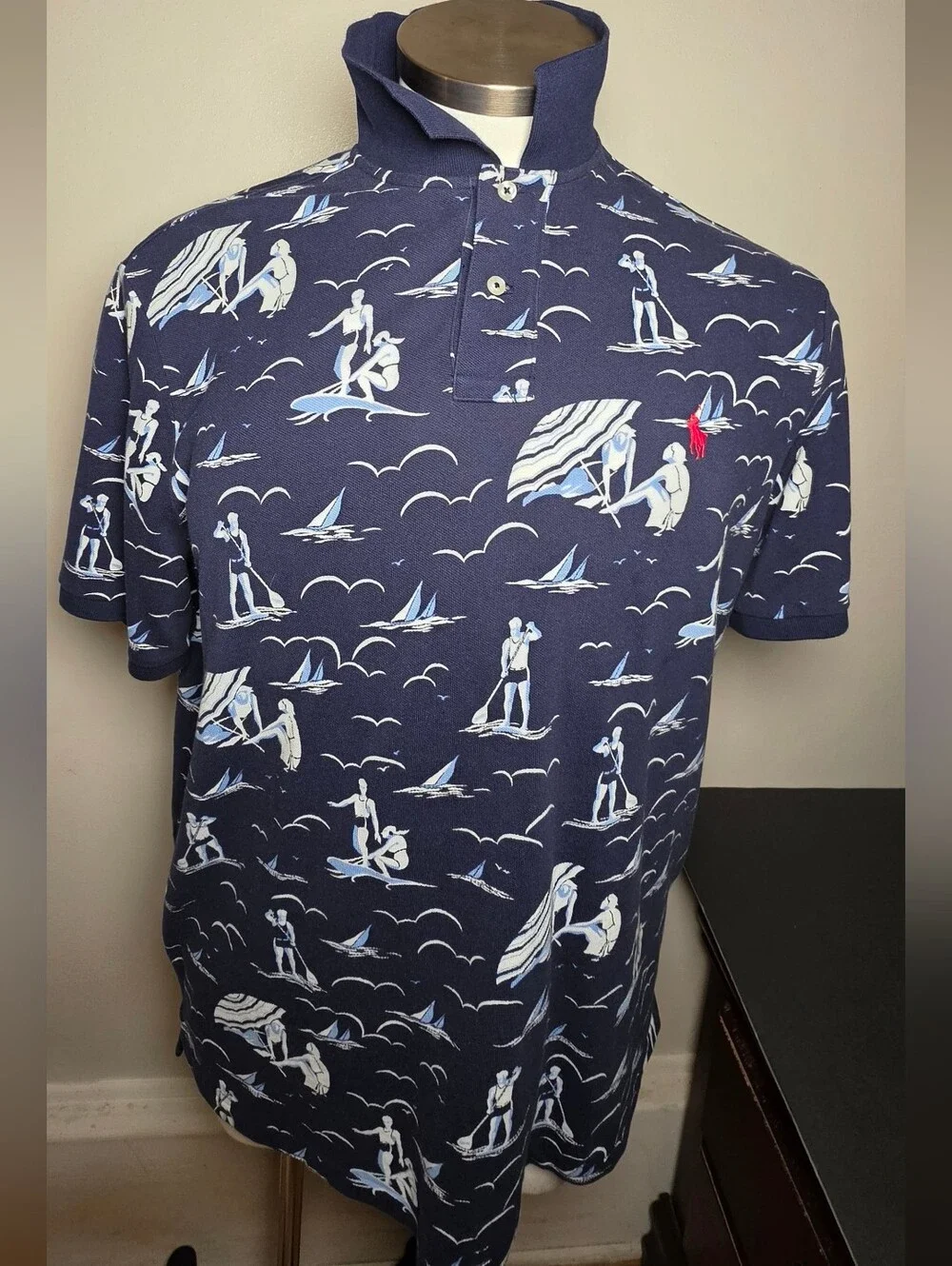 Polo by Ralph Lauren Navy Blue Surf-Print Polo